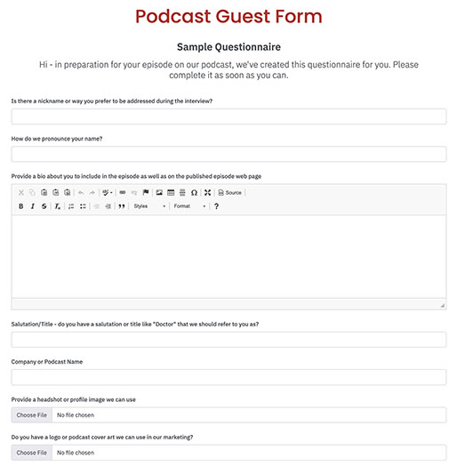 Guest Questionnaires